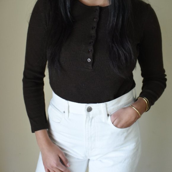 Brown Long Sleeve Henley Top - Picture 6 of 6